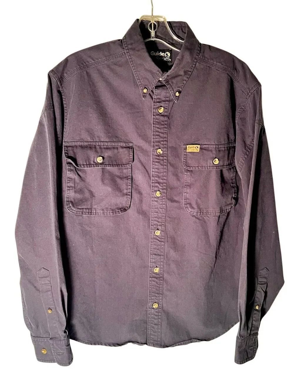 Guide Series Button Down Shirt Mens Sz Small Slate Gray Blue Long Sleeve